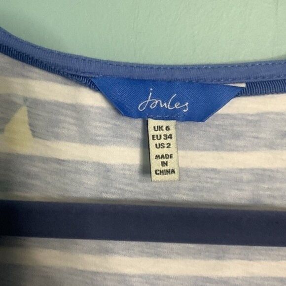 Joules Blue Striped Dress Pear Print Jude Jersey Wrap - Picture 6 of 9